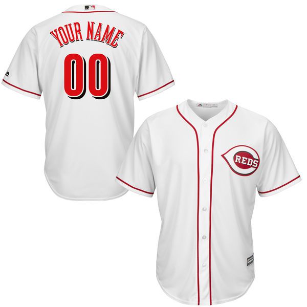 Youth Cincinnati Reds Majestic White Home Custom Cool Base MLB Jersey->customized mlb jersey->Custom Jersey